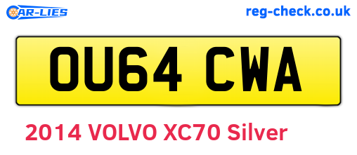 OU64CWA are the vehicle registration plates.