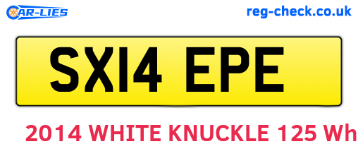 SX14EPE are the vehicle registration plates.