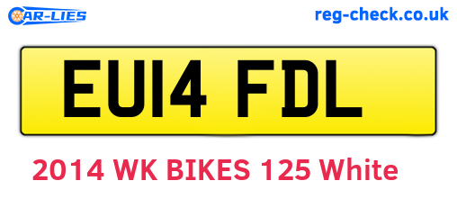 EU14FDL are the vehicle registration plates.