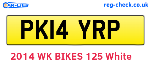 PK14YRP are the vehicle registration plates.