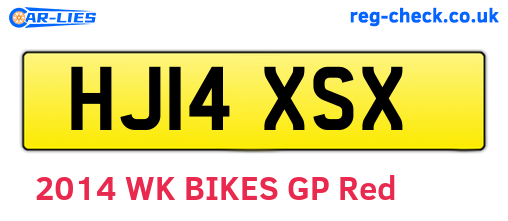 HJ14XSX are the vehicle registration plates.
