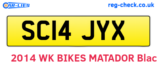 SC14JYX are the vehicle registration plates.