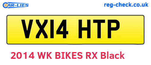 VX14HTP are the vehicle registration plates.
