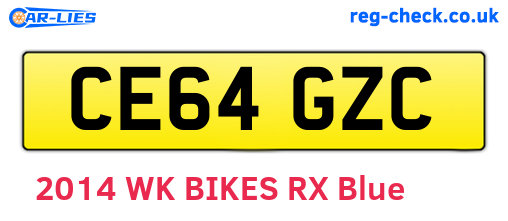 CE64GZC are the vehicle registration plates.