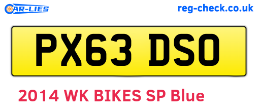 PX63DSO are the vehicle registration plates.