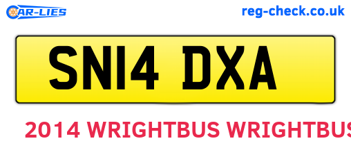 SN14DXA are the vehicle registration plates.