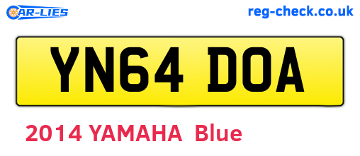 YN64DOA are the vehicle registration plates.