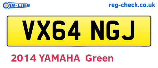 VX64NGJ are the vehicle registration plates.