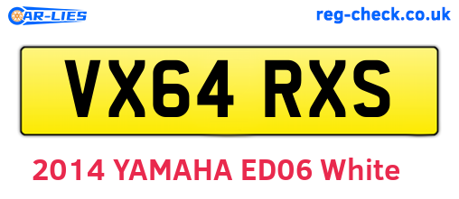 VX64RXS are the vehicle registration plates.