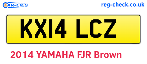 KX14LCZ are the vehicle registration plates.