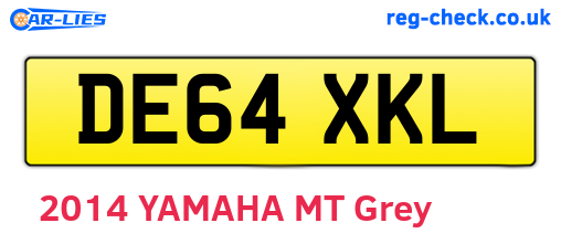 DE64XKL are the vehicle registration plates.