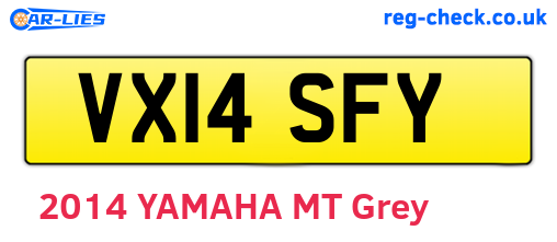 VX14SFY are the vehicle registration plates.