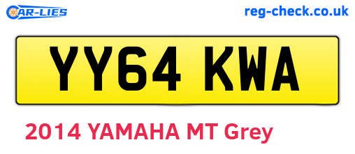 YY64KWA are the vehicle registration plates.
