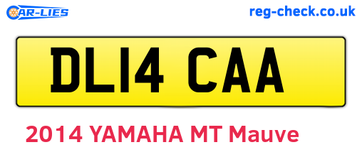 DL14CAA are the vehicle registration plates.