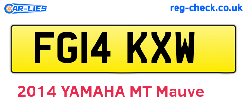 FG14KXW are the vehicle registration plates.