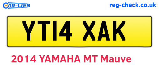 YT14XAK are the vehicle registration plates.