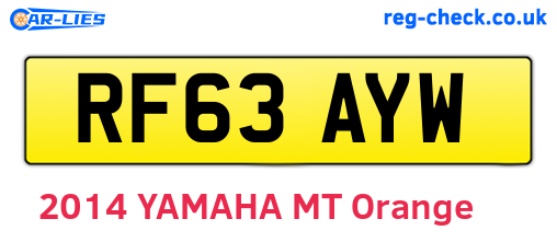 RF63AYW are the vehicle registration plates.