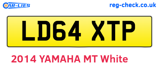 LD64XTP are the vehicle registration plates.