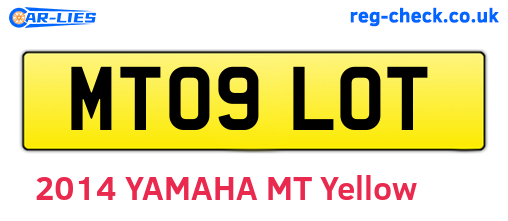 MT09LOT are the vehicle registration plates.