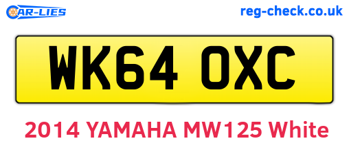 WK64OXC are the vehicle registration plates.