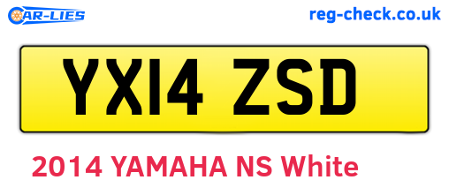 YX14ZSD are the vehicle registration plates.