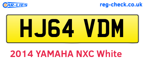 HJ64VDM are the vehicle registration plates.