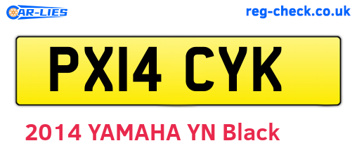 PX14CYK are the vehicle registration plates.