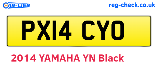 PX14CYO are the vehicle registration plates.