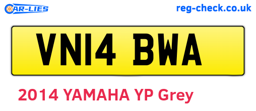 VN14BWA are the vehicle registration plates.