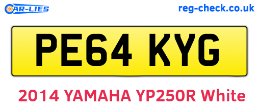PE64KYG are the vehicle registration plates.