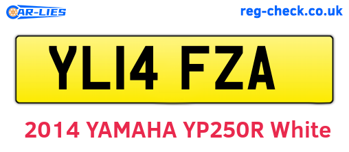 YL14FZA are the vehicle registration plates.