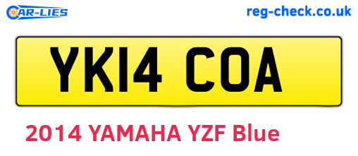 YK14COA are the vehicle registration plates.