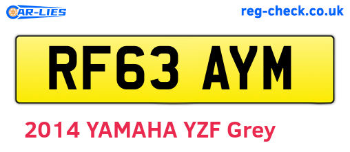 RF63AYM are the vehicle registration plates.