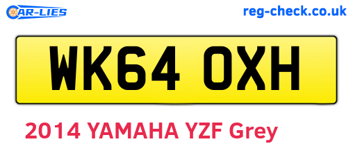 WK64OXH are the vehicle registration plates.