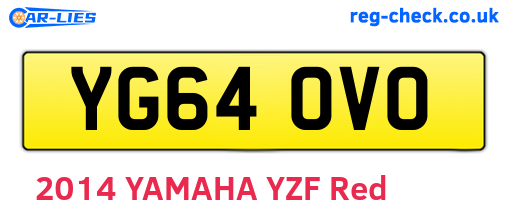 YG64OVO are the vehicle registration plates.