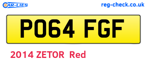 PO64FGF are the vehicle registration plates.
