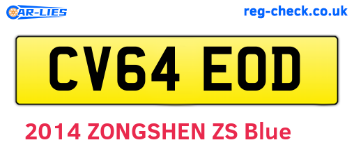 CV64EOD are the vehicle registration plates.