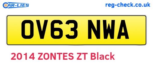 OV63NWA are the vehicle registration plates.