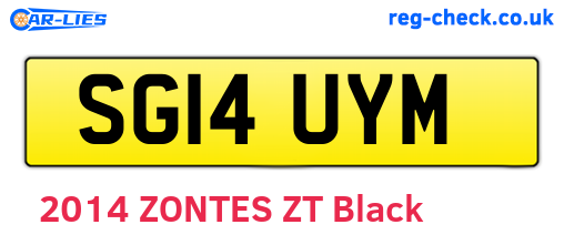 SG14UYM are the vehicle registration plates.
