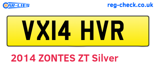 VX14HVR are the vehicle registration plates.