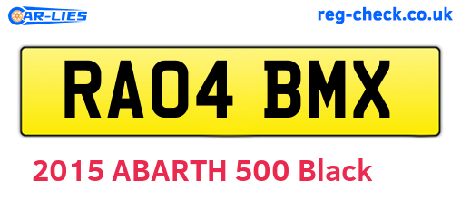RA04BMX are the vehicle registration plates.