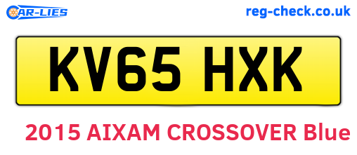 KV65HXK are the vehicle registration plates.