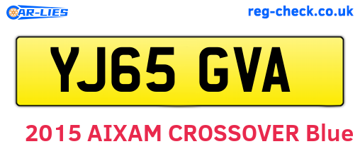 YJ65GVA are the vehicle registration plates.