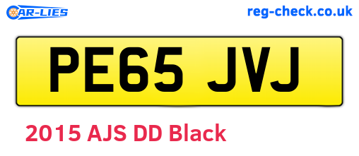 PE65JVJ are the vehicle registration plates.