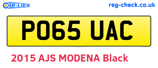 PO65UAC are the vehicle registration plates.