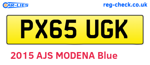 PX65UGK are the vehicle registration plates.