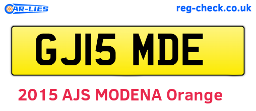 GJ15MDE are the vehicle registration plates.