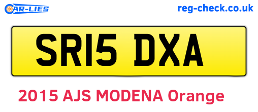 SR15DXA are the vehicle registration plates.