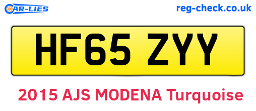 HF65ZYY are the vehicle registration plates.