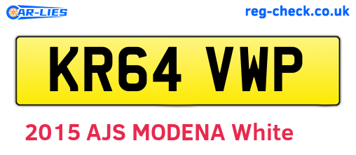 KR64VWP are the vehicle registration plates.